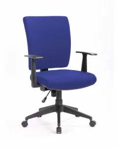 Poltrona operativa Siena con braccioli tessuto blu