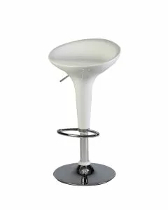 Sgabello in ABS bianco e acciaio 39 x 45 x 55/78 cm