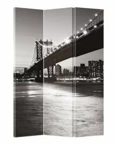 Paravento da 3 ante in legno e tela stampata 40 x 180 cm fantasia Brooklyn