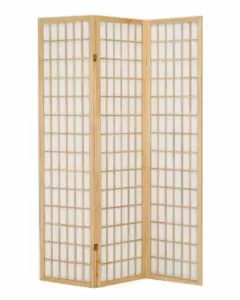 Paravento da 3 ante in legno e carta di riso 435 x 178 cm color faggio 