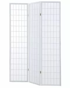 Paravento da 3 ante in legno e carta di riso 435 x 178 cm color bianco