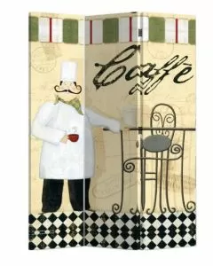 Paravento da 3 ante in legno e carta di riso 40 x 180 cm fantasia caffè