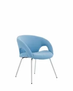 Sedia da attesa imbottita Sorrento con braccioli tessuto azzurro