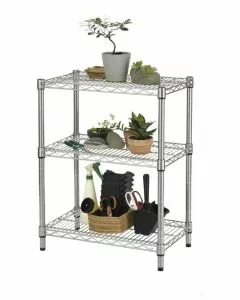 Scaffale robusto in filo d'acciaio da esterno con 3 piani 36 x 60 x 75 cm