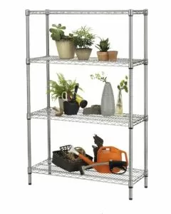 Scaffale robusto in filo d'acciaio da esterno con 4 piani 36 x 90 x 137 cm