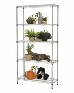 Scaffale robusto in filo d'acciaio da esterno con 5 piani 35 x 90 x 177 cm