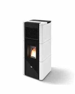 Stufa a pellet Zoe 15 KW Bianco Canalizzazione indipendente