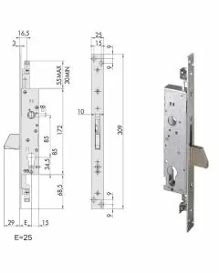 Serratura infilare montanti all 46820-25-0 cisa