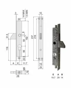 Serratura infilare montanti all 46305-19-0 cisa