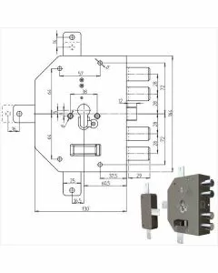Serratura sic.quintuplice dx cil. 2350pe cr