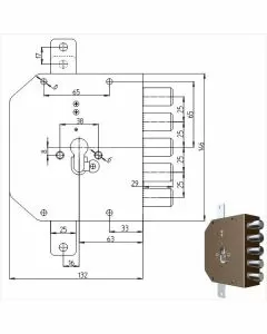 Serratura sic.triplice sx cil. 2200pe mc cr