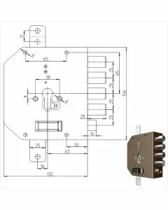 Serratura sic.triplice sx cil. 2250pe mc cr