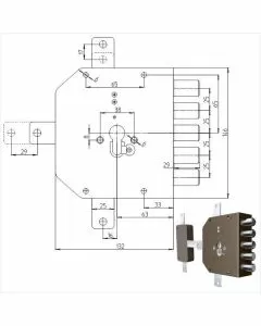 Serratura sic.quintuplice sx cil. 2300pe mc cr