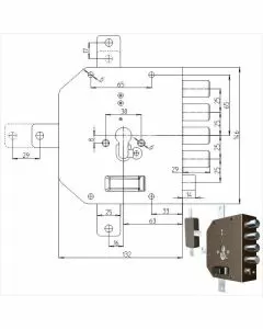 Serratura sic.quintuplice sx cil. 2350pe mc cr