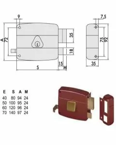 Serratura app.legno dx 50111-60-1 cisa