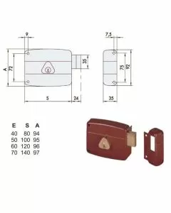 Serratura app.legno dx 50141-60-1 cisa