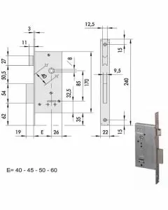 Serratura infilare ferro 57211-50-0 cisa