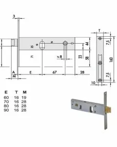 Serratura infilare fasce all 44150-90-0 cisa