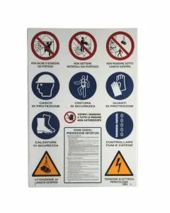 Cartello cantiere 11 simboli 98x138 plastica