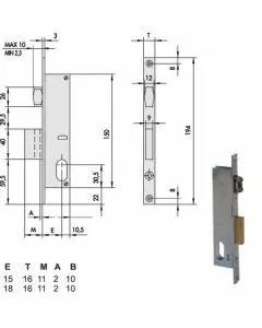 Serratura infilare montanti all 44230-18-0 cisa