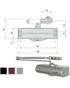 Chiudiporta aerodinamico nero c1415-03-0-44 cisa