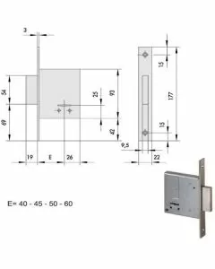 Serratura infilare ferro 57220-50-0 cisa