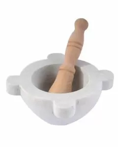 Mortaio marmo pestello legno cm 10