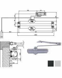 Chiudiporta aerodinamico fermo argento is20 iseo