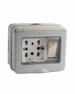 Presa bipasso doppia sk deviatore esterna sp.