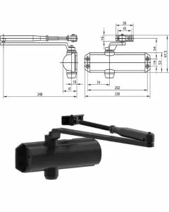 Chiudiporta aerodinamico nero dc120-0 mab
