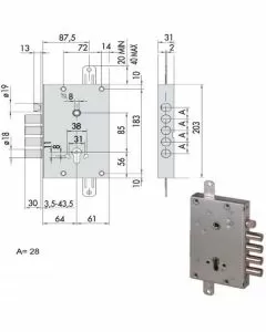 Serratura sicurezza triplice 56515-38-b cisa
