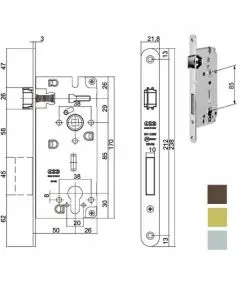 Serratura inf.legno duo e50 cromo opaco 851 agb