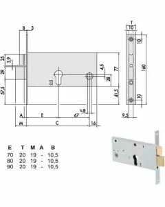 Serratura infilare fasce all 44361-70-0 cisa