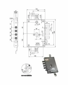 Serratura sic.triplice cil. e63 664/280 moia