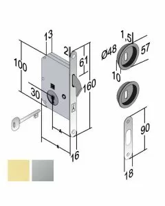 Serratura inf.legno scorrevoli e50 cs boc gb