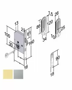 Serratura inf.legno scorrevoli e50 cs b3c gb