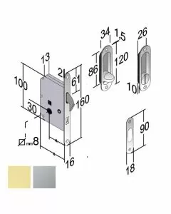 Serratura inf.legno scorrevoli e50 bagno ol b2n gb