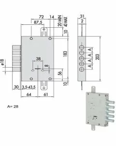 Serratura sicurezza triplice 57655-28-a cisa