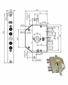 Serratura sic.triplice sx cil. e60 cp954dfb moia