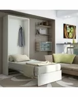 Letto singolo Bea a scomparsa bianco L 98 x H 218 P41cm / P209cm aperto