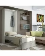 Letto singolo Bea a scomparsa cemento L 98 x H 218 P41cm / P209cm aperto