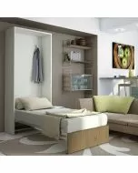 Letto singolo Bea a scomparsa noce L 98 x H 218 P41cm / P209cm aperto