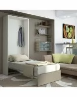 Letto singolo Bea a scomparsa tortora L 98 x H 218 P41cm / P209cm aperto