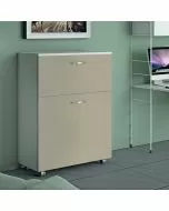 Letto singolo Laila a scomparsa tortora L 85 x H 100 P35cm / P220cm aperto