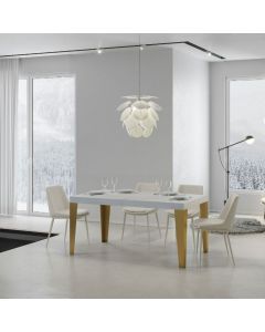 Tavolo Inverno allungabile piano bianco frassino telaio oro L 160 P 90 H 77 cm