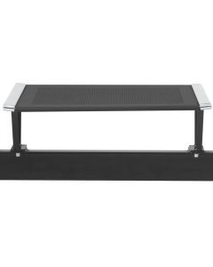 Tavolino nero in acciaio microforato per panche applicabile sulla trave